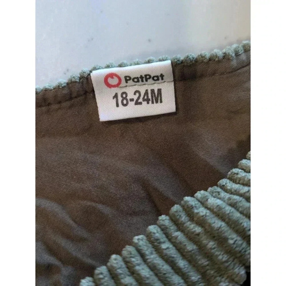 Vtg PatPat Corduroy Romper‎ Toddler 18-24M Forest Green Embroidered Wood Buttons - Picture 4 of 7